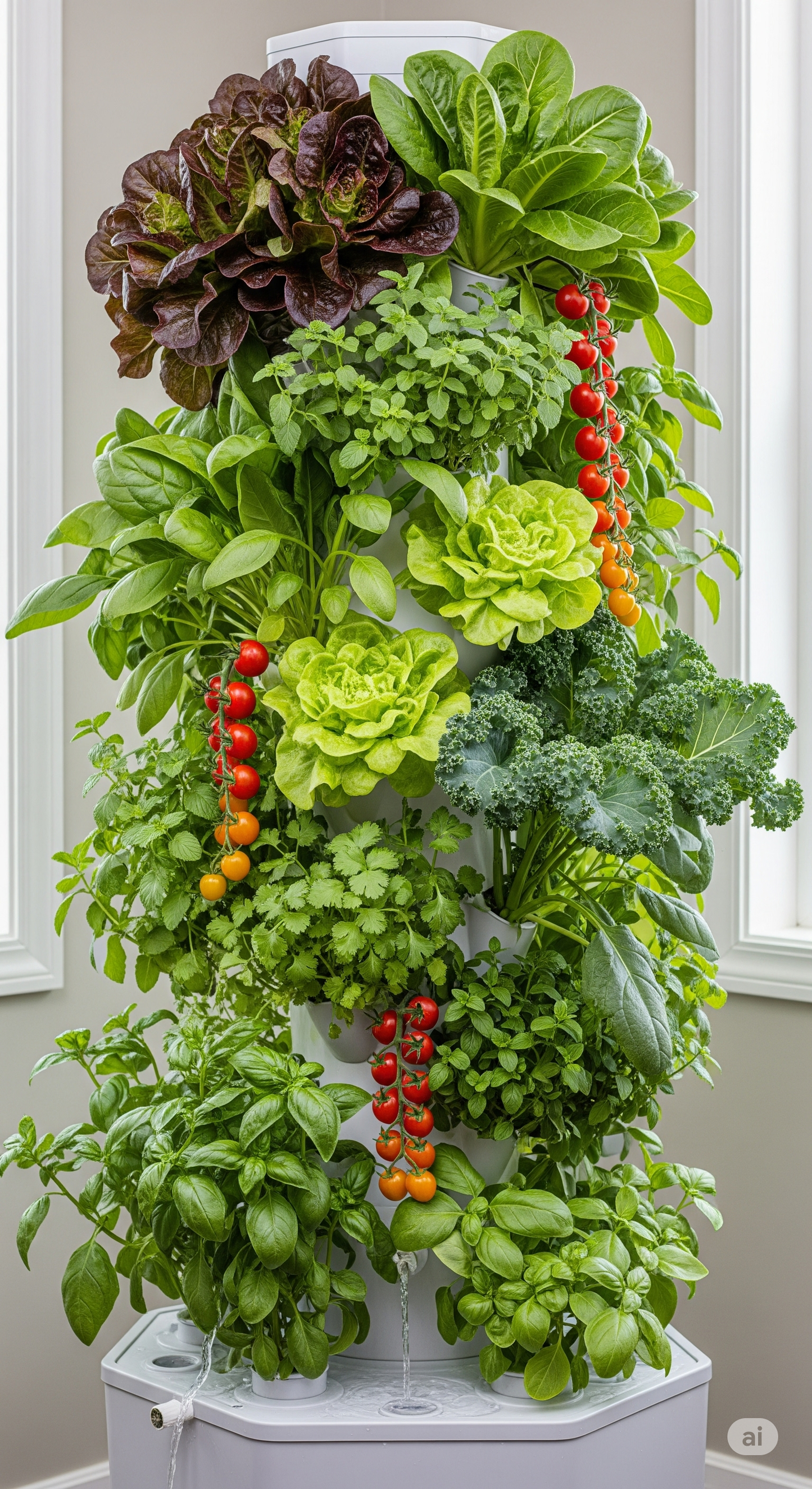 Cyflora Salad Tower: 30-Plant Vertical Hydroponic & Aeroponic System - Perfect for Home Farming & Gardening