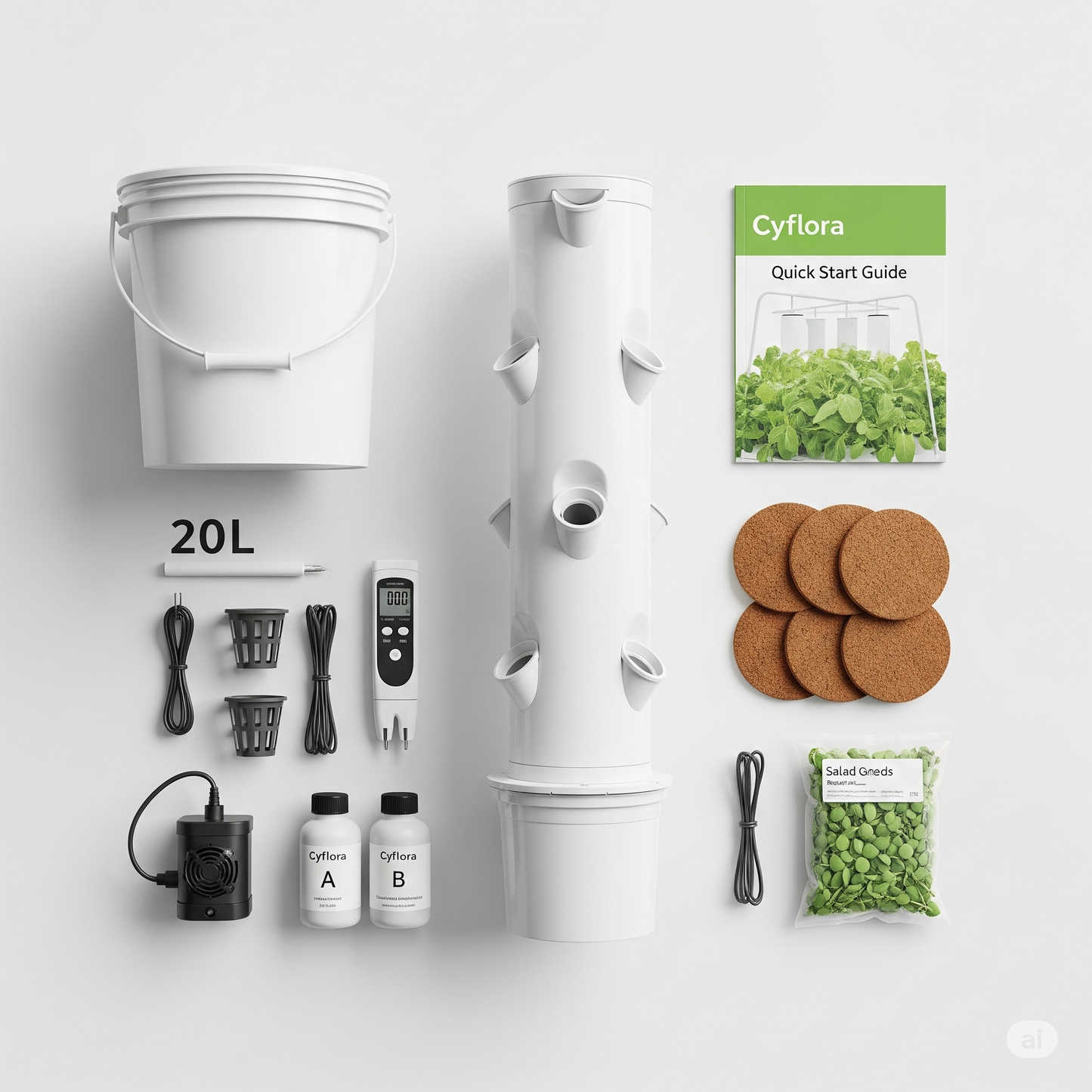 Cyflora Salad Tower: 30-Plant Vertical Hydroponic & Aeroponic System - Perfect for Home Farming & Gardening